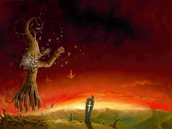 Magical Tree, red sky HD wallpaper