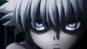 Killua threatening Illumi.png HD wallpaper