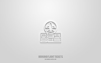 Booking Flight Tickets 3d icon, white background, 3d symbols, Booking Flight Tickets, tourism icons, 3d icons, Booking Flight Tickets sign, tourism 3d icons HD wallpaper