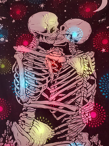 Skeleton rainbow love, skeletons, colorful, curtain HD phone wallpaper