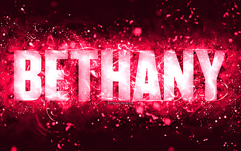 Happy Birtay Bethany, , pink neon lights, Bethany name, creative, Bethany Happy Birtay, Bethany Birtay, popular american female names, with Bethany name, Bethany HD wallpaper