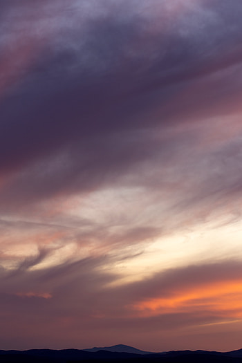 Nature, Sky, Mountains, Twilight, Clouds, Dusk, Outlines HD phone wallpaper