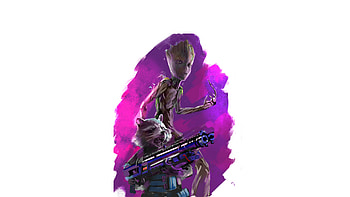 Groot and rocket, superhero, avengers: infinity war HD wallpaper