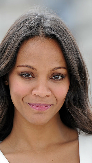 Zoe Saldana, Beautiful brunette, White dress, Celebrity elegance HD phone wallpaper
