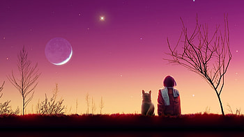 Anime Girl Sunset HD wallpaper