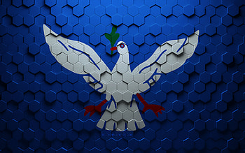 Flag of Salvador, honeycomb art, Salvador hexagons flag, Salvador 3d hexagons art, Salvador flag HD wallpaper