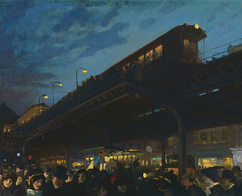 John Sloan - The Six O'Clock, american, new york, train, twentieth century HD wallpaper