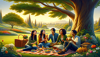 Serene Friends Picnic in Idyllic Garden -, friends, friend, picnic, nature HD wallpaper