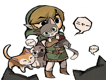 cute cat, videogame, toon link, video game, nintendo, zelda, cat, link HD wallpaper