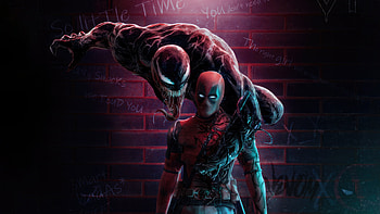 Deadpool X Venom Unleashed, deadpool, venom, superheroes, artwork, artist, digital-art, dark HD wallpaper