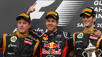 Sebastian Vettel and Romain Grosjean, Kimi Raikkonen HD wallpaper