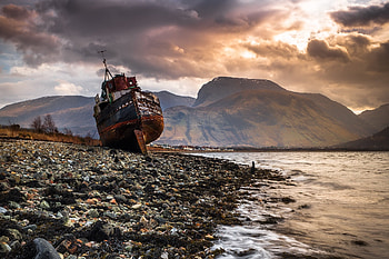 Shipwreck Sunset, Shipwreck, sky, Sunset, cloud HD wallpaper