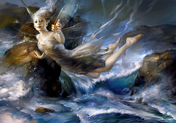Come With Me, come, wings, me, beautiful, rocks, fairy, with, water, floating, siren HD wallpaper