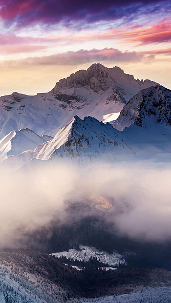 snow, nature, mountain, Snowy Mountain HD phone wallpaper