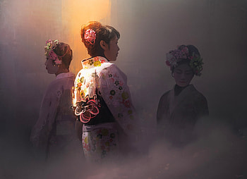 Kimono, thomas dubois, frumusete, fantasy, art, asian, girl, geisha HD wallpaper