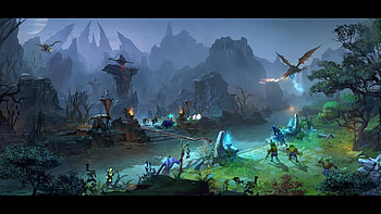 dota 2, middle, battle, map, heroes HD wallpaper