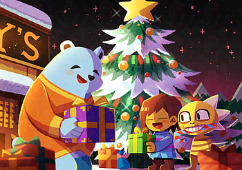 Undertale Holiday Joy: Frisk & Monster Kid Ultra, Monster Kid (Undertale), Frisk (Undertale), video game, Undertale HD wallpaper