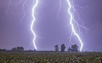 Lightning, force, nature, field HD wallpaper