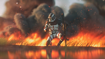 Star Wars, Clone troopers, Fiery backgrounds, Intense action HD wallpaper
