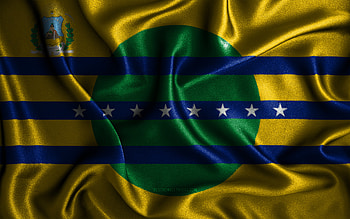 Bolivar flag, , silk wavy flags, Venezuelan states, Day of Bolivar, fabric flags, Flag of Bolivar, 3D art, Bolivar, South America, States of Venezuela, Bolivar 3D flag, Venezuela HD wallpaper