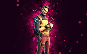 Hugo, , purple neon lights, Fortnite Battle Royale, Fortnite characters, Hugo Skin, Fortnite, Hugo Fortnite HD wallpaper