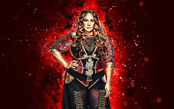 Nia Jax, , american wrestler, WWE, red neon lights, wrestling, wrestlers, Savelina Fanene, female wrestlers, Nia Jax HD wallpaper