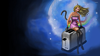 Woman nyan cat on a toaster jpg HD wallpaper