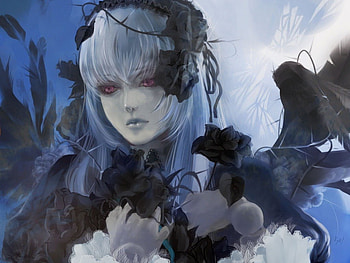 black rose, roses, painting, flowers, girl, arkwork, dark HD wallpaper