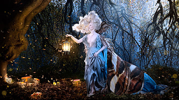Kissed by the moon, night, blue, model, alexia sinclair, girl, woman, tale, lantern HD wallpaper