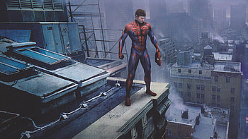 Spiderman Peter Parker Standing On A Rooftop, spiderman-ps4, spiderman, superheroes, games, 2018-games, ps-games, concept-art, artwork HD wallpaper