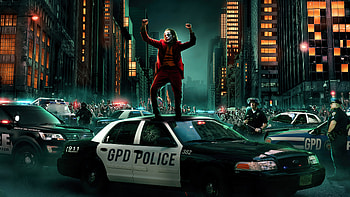 Joker Dancing On Cop Car , joker, supervillain, superheroes, artist, artwork, digital-art, behance HD wallpaper
