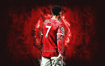 Cristiano Ronaldo, Manchester United FC, Ronaldo MU, CR7 Manchester United, red stone background, Champions League, football, grunge art HD wallpaper
