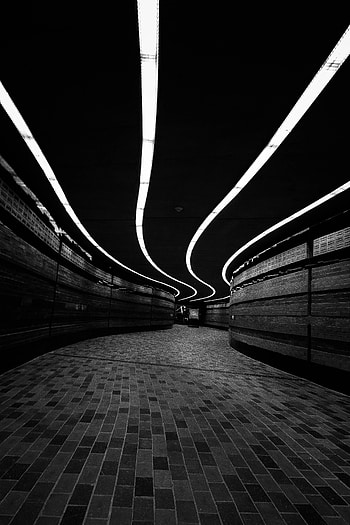 Dark, Illumination, Bw, Chb, Corridor, Winding, Sinuous, Lighting HD phone wallpaper