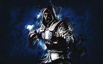 Lin Kuei, Mortal Kombat Mobile, Lin Kuei MK Mobile, Mortal Kombat, blue stone background, Mortal Kombat Mobile characters, grunge art, Lin Kuei Mortal Kombat HD wallpaper