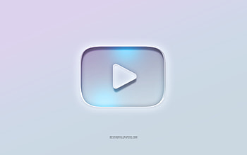 YouTube logo, cut out 3d text, white background, YouTube 3d logo, YouTube emblem, YouTube, embossed logo, YouTube 3d emblem HD wallpaper