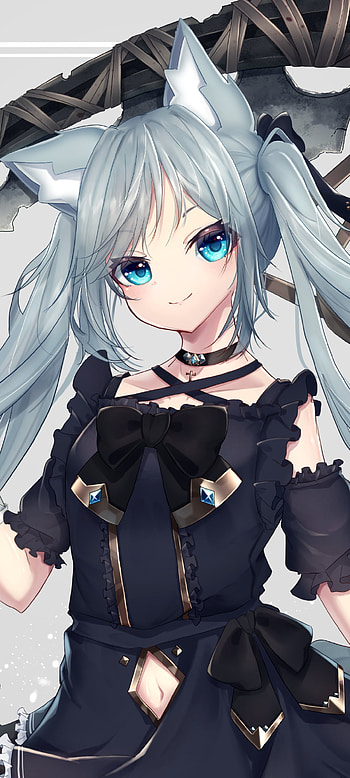 Aqua-Eyed Foxgirl | Midnight Twin-Tails Muse | Elegant Anime Girl, Anime, girl, anime girl HD phone wallpaper