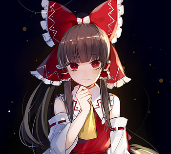 Artwork, cute, red eyes, Reimu Hakurei HD wallpaper