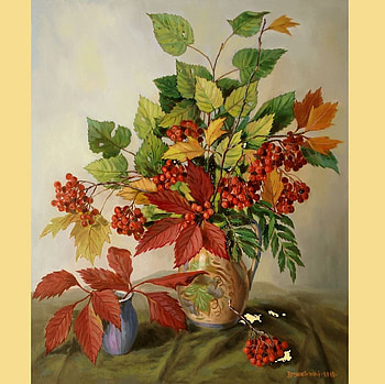 A. Zrazhevsky Autumn Still Life, still life, painting, art, flower, a zrazhevsky, autumn HD wallpaper