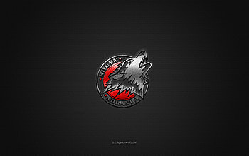 Rouyn-Noranda Huskies, Canadian hockey club, QMJHL, red logo, gray carbon fiber background, Quebec Major Junior Hockey, hockey, Quebec, Canada, Rouyn-Noranda Huskies logo HD wallpaper