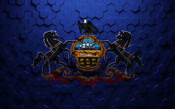 Flag of Pennsylvania, honeycomb art, Pennsylvania hexagons flag, Pennsylvania, 3d hexagons art, Pennsylvania flag HD wallpaper