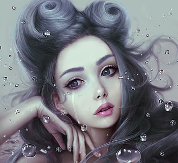 Banshee, face, satoshi ueda, luminos, girl, water, frumusete, art, cry, fantasy HD wallpaper