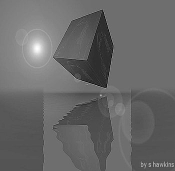 floating cube, dull, cube, water, reflect HD wallpaper
