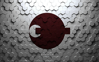 Flag of Nara, honeycomb art, Nara hexagons flag, Nara, 3d hexagons art, Nara flag HD wallpaper