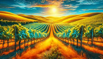 Sunset Over Vineyard Hills, vineyard, landscape, field, nature HD wallpaper