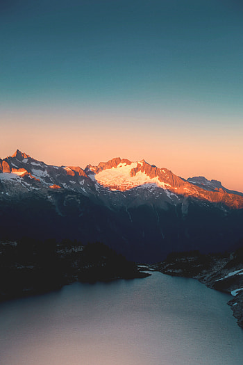Sunrise, lake, mountains, nature HD phone wallpaper