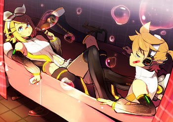 Len and Rin, heads, append, twins, vocaloid, rin kagamine, kagamine rin, blonde hair, kagamine len, len kagamine HD wallpaper