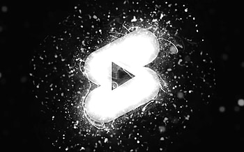 Youtube shorts white logo, , white neon lights, creative, black abstract background, Youtube shorts logo, social network, Youtube shorts HD wallpaper