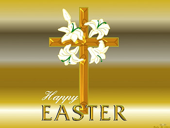 Easter golden Cross, god, abstract, cross, flower, jesus, christ HD wallpaper