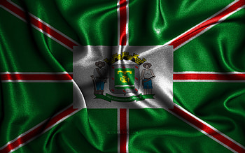 Goiania flag, , silk wavy flags, brazilian cities, Day of Goiania, Flag of Goiania, fabric flags, 3D art, Goiania, cities of Brazil, Goiania 3D flag HD wallpaper