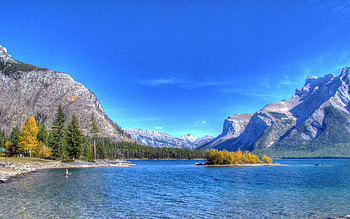 Nature, Sky, Mountains, Lake, Shore, Bank HD wallpaper